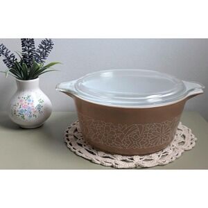 Vintage Pyrex Woodland Brown 474-B 1.5L Casserole Dish With Lid USA